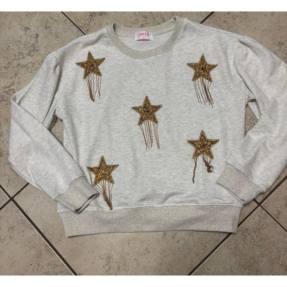 Rising Star Fringe sequined Sweatshirt by Jess Lea size small
